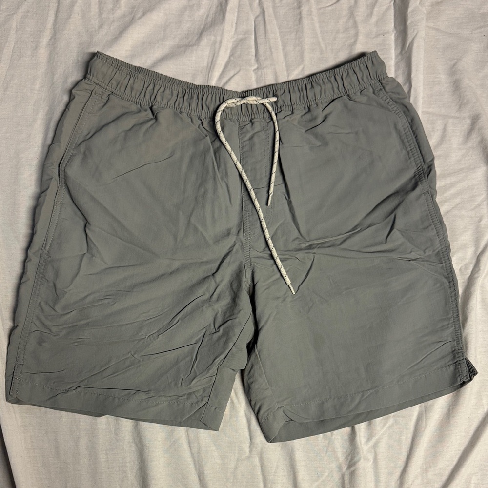 Gray Drawstring Swim Trunks